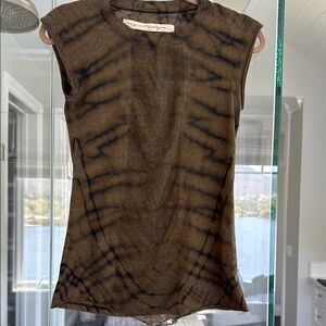 Raquel Allegra Black and Brown Tie-Dye Muscle Tee